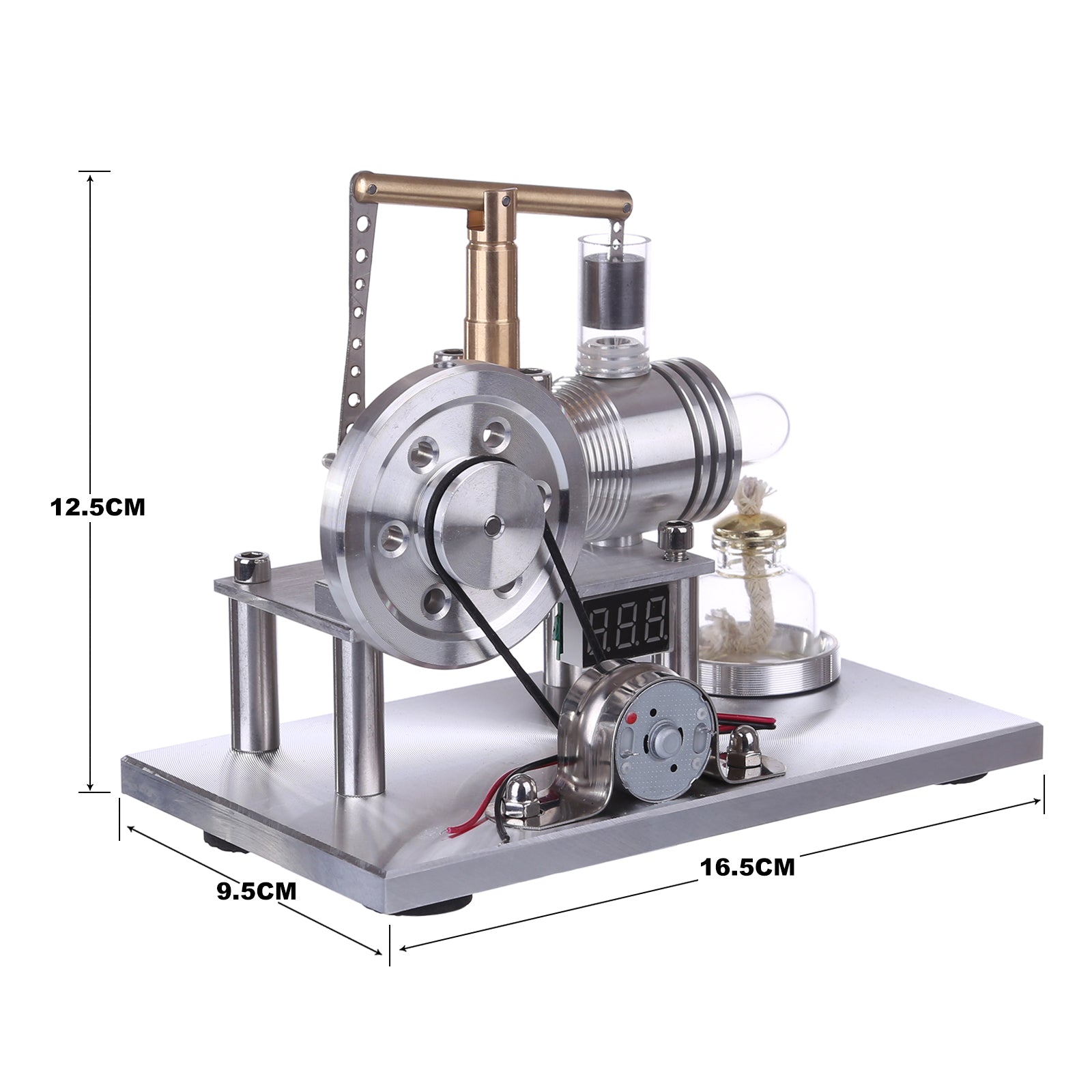 ENJOMOR Balance Type Hot Air Stirling Engine Generator Model with Voltage Digital Display Meter and LED Bulb - STEM Toy