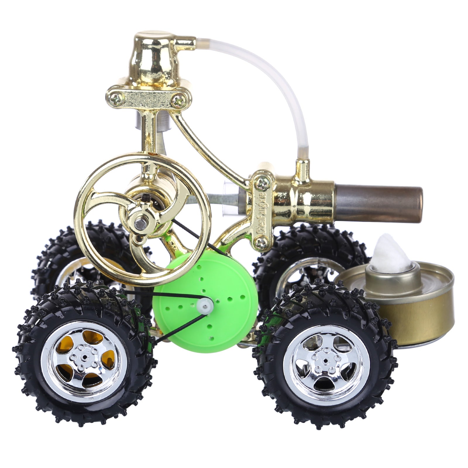 Hot Air Single Cylinder Stirling Engine Thermal Power Hybrid Car Model with LED Light