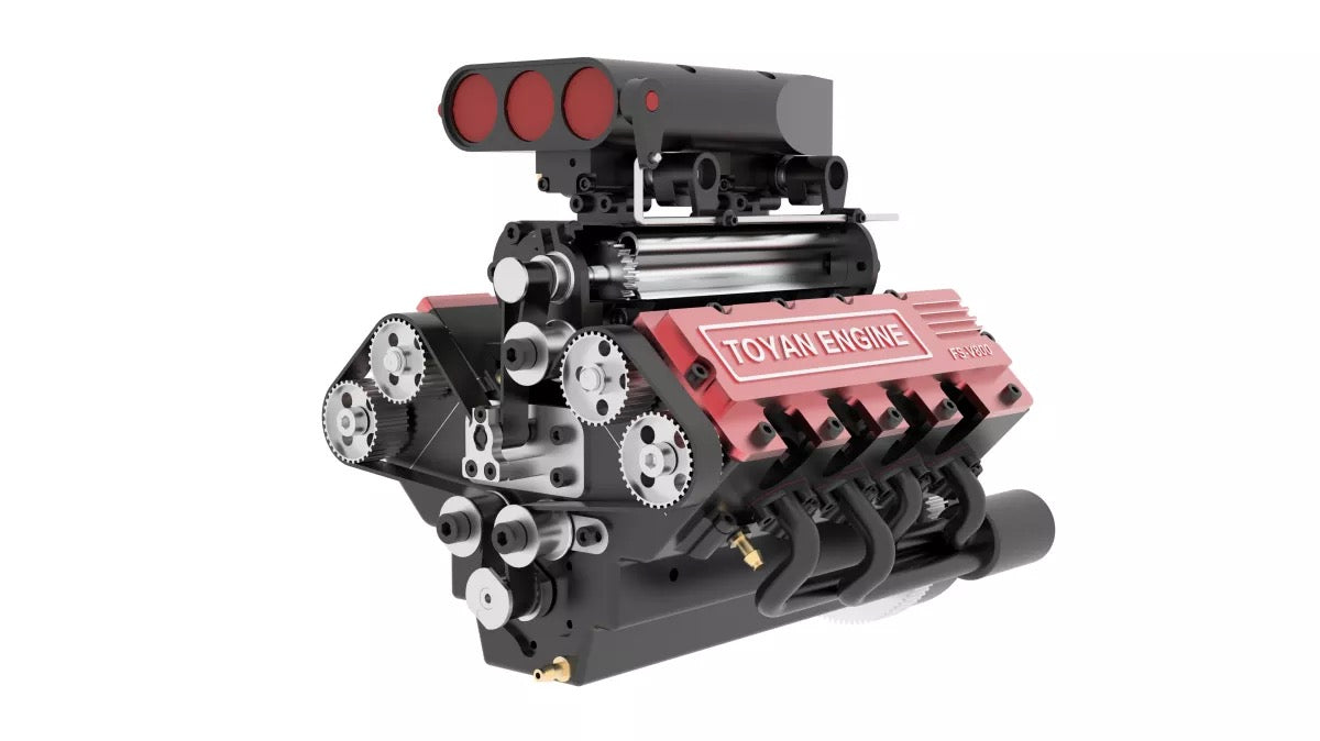 TOYAN V8 Engine FS-V800 28cc Engine Model Kit with Supercharger Accessories That Works