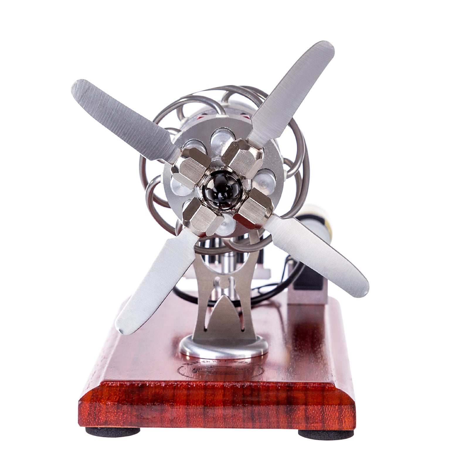 ENGINEDIY 16 Cylinder Swash Plate Stirling Engine Generator Model with Voltage Digital Display Meter and LED