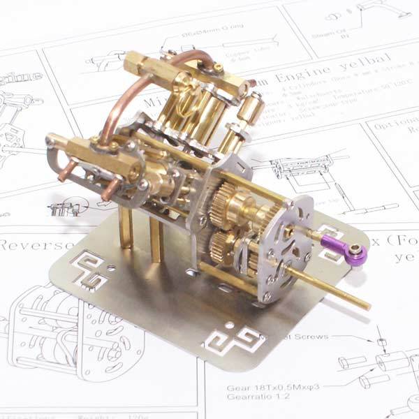 Mini V4 Steam Engine Model with Reverse Gearbox Toy Creative Gift - enginediy