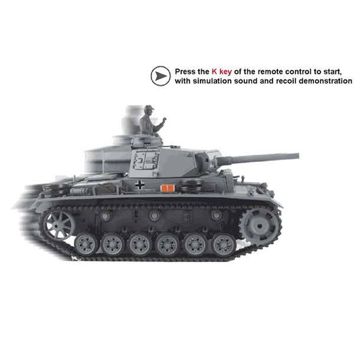 RC Tanks that Shoot BBS 1/16 2.4GHZ RC German III L Battle Tank with Smoke & Sound - enginediy