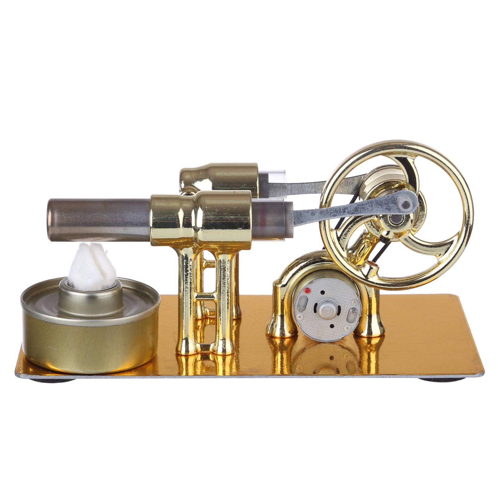 Gamma Stirling Engine γ-Type Single Cylinder Engine Generator Model with LED Diode and Bulb  Science Experiment Teaching Model Collection - enginediy