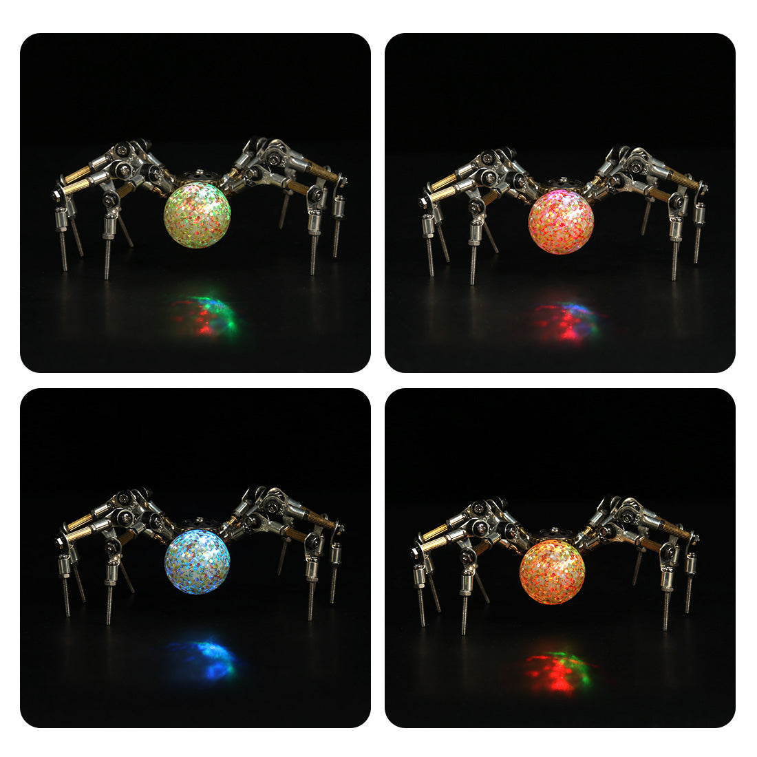 3D Metal Spider Model DIY Kits with 2CM Glowing Crystal Ball -270PCS+