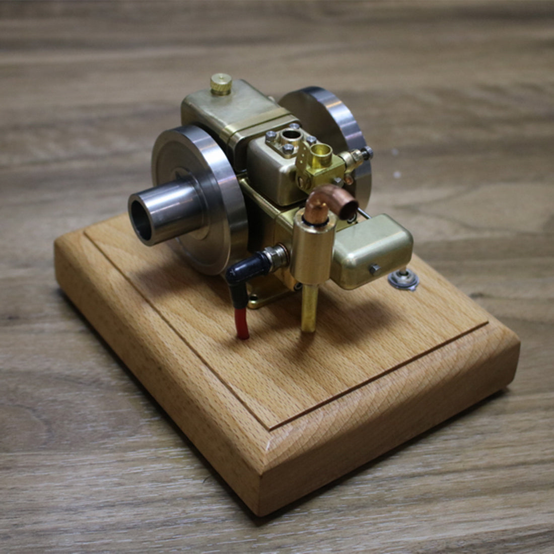 2.6cc Water-cooled Mini Gasoline Engine Model with Wooden Base - enginediy