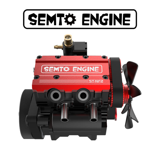 SEMTO ST-NF2 Engine 7cc SOHC Inline 2 Cylinders 4 Stroke Air Cooled Nitro Engine Model Kit - Build Your Own Engine that Works