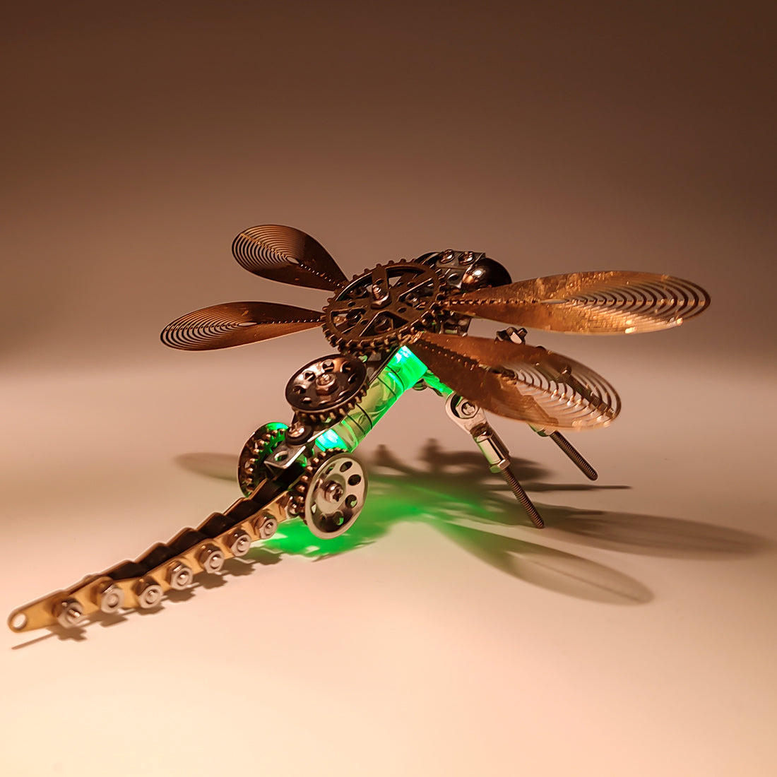 3D Puzzle Model Kit Mechanical Dragonfly with Night Light Color-changing Metal Games  - 260Pcs