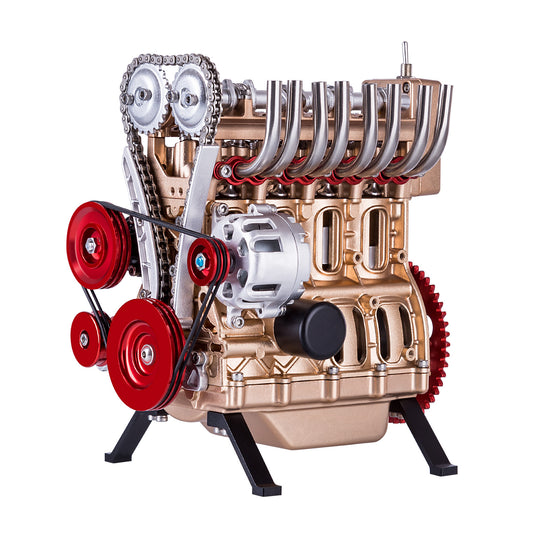 TECHING L4 Engine Model Kit that Works - Build Your Own Engine - Full Metal 4 Cylinder Car Engine Kit Car Engine Model