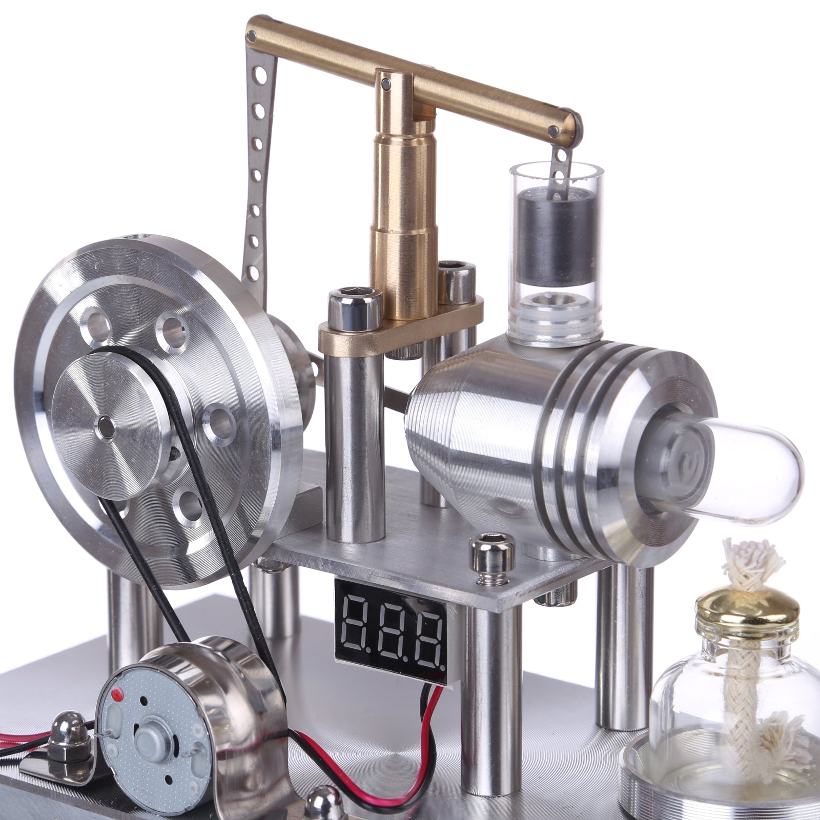 ENJOMOR Balance Type Hot Air Stirling Engine Generator Model with Voltage Digital Display Meter and LED Bulb - STEM Toy