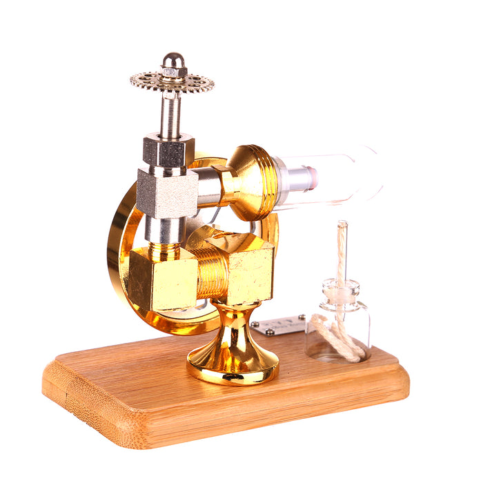 Speed-Controlled Single Cylinder Stirling Engine with Regulator Free Piston  External Combustion Engine - Red - Stirlingkit