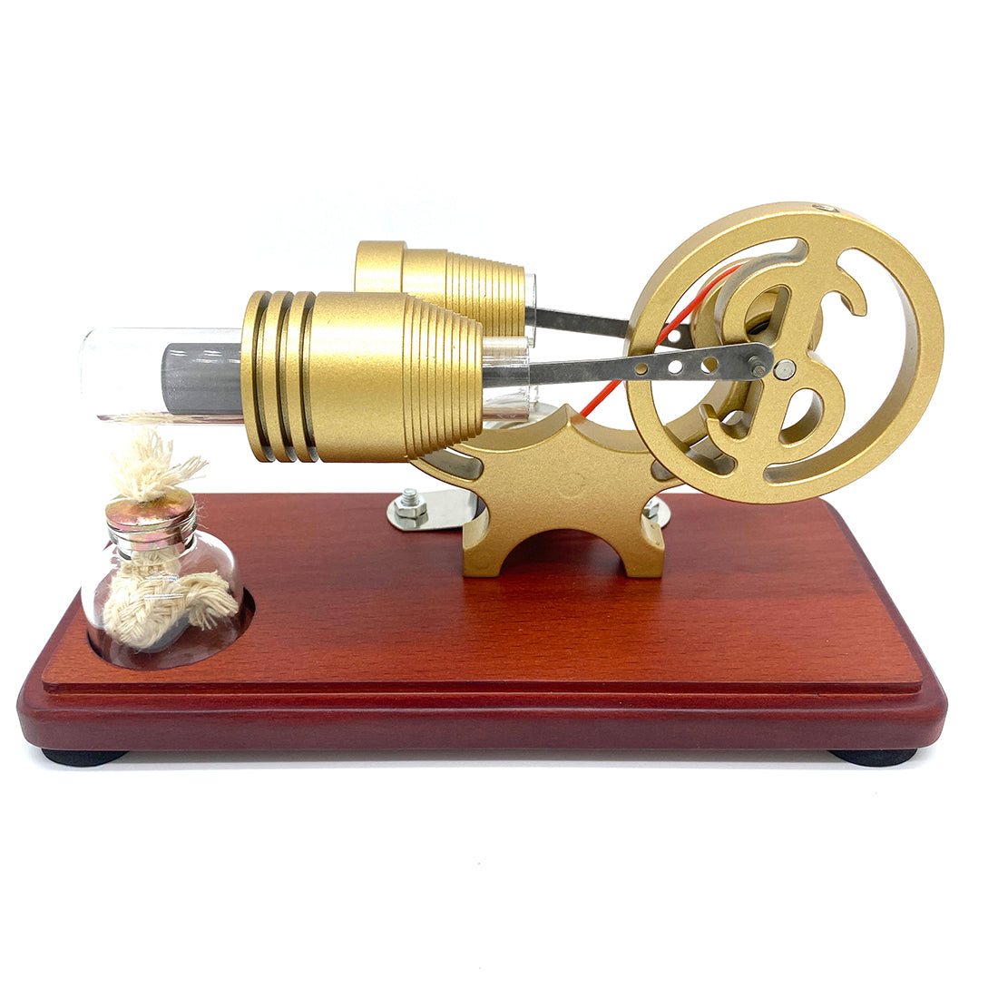 Y-Shape Stirling Engine Generator Model Retro Science Educational Toy with LED Lights - enginediy