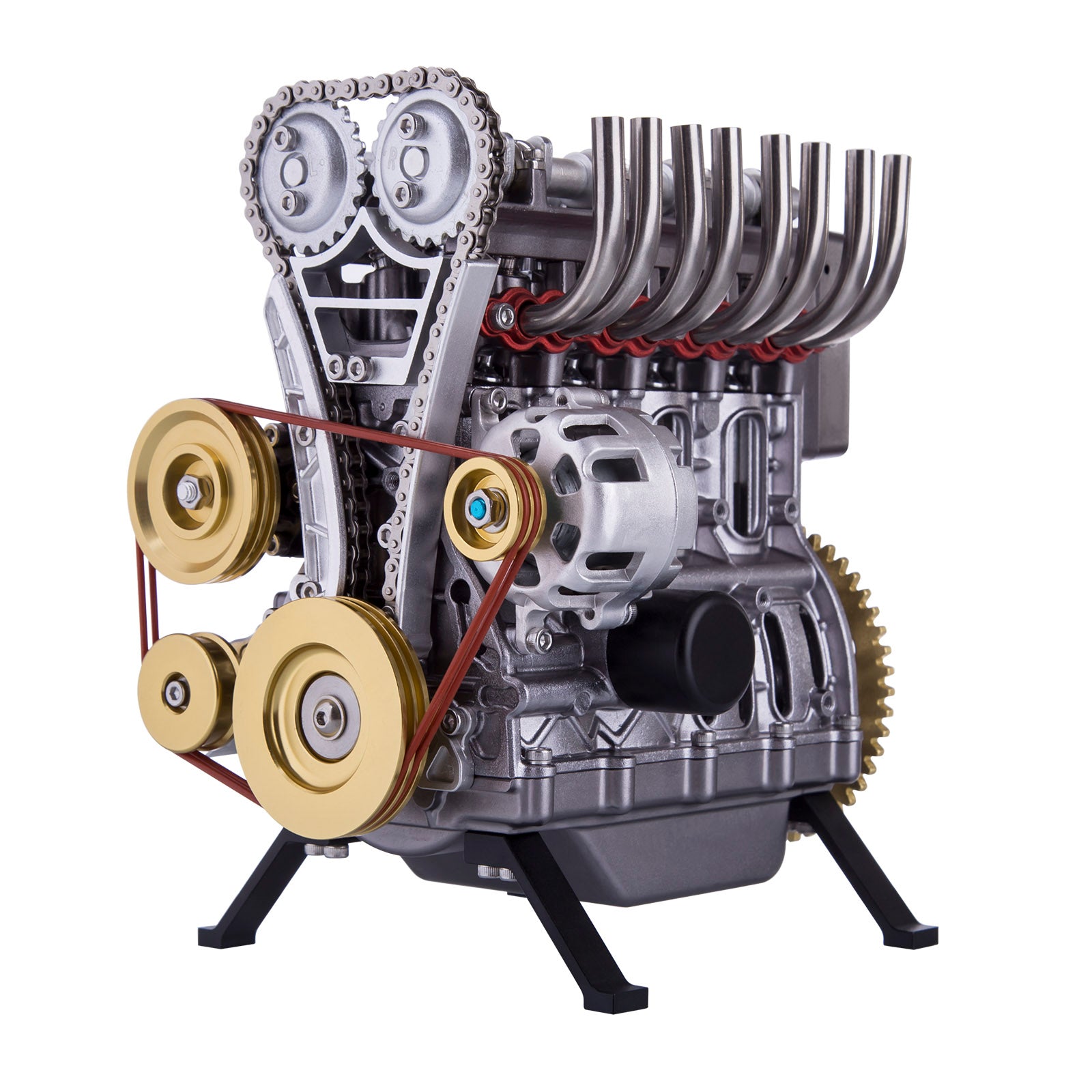 TECHING L4 Engine Model Kit that Works - Build Your Own Engine - Full Metal 4 Cylinder Car Engine Kit Car Engine Model