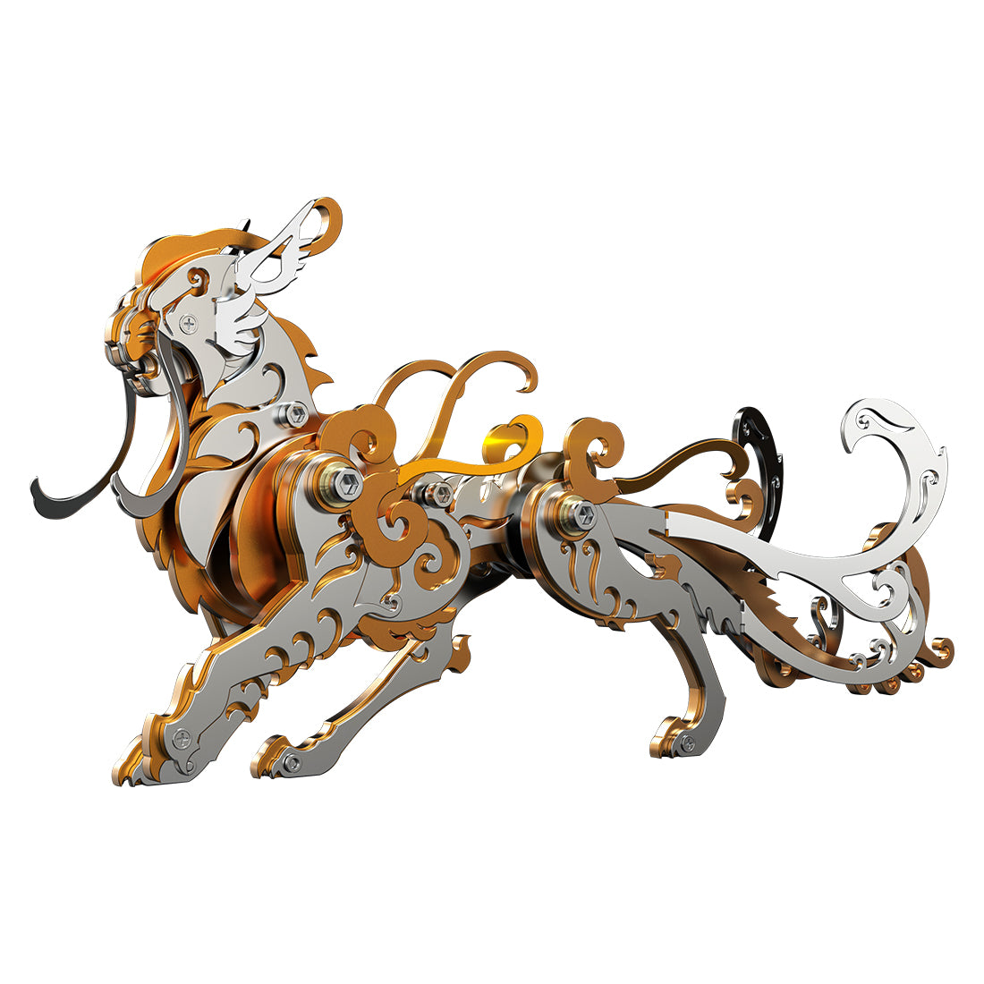 DIY Assembly Ancient Chinese Tiger Beasts 3D Metal Model Kits Toy