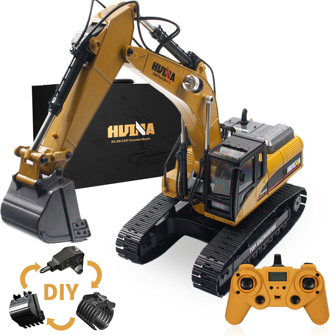 HUINA 1580 3-in-1 1:14 2.4G RC Excavator Crusher Timber Grab Truck Eng ...