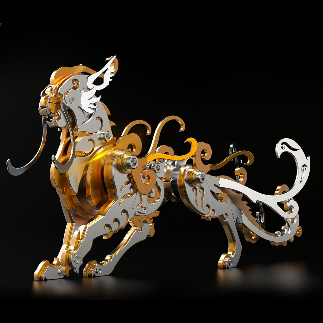 DIY Assembly Ancient Chinese Tiger Beasts 3D Metal Model Kits Toy