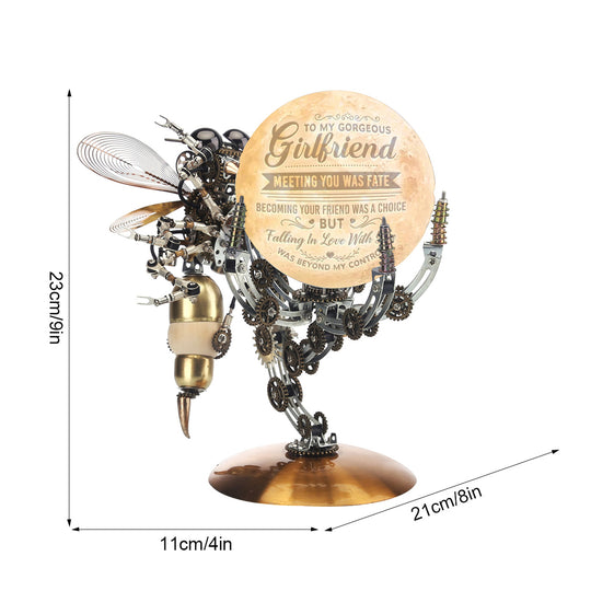 3D Metal Steampunk Galaxy Craft Puzzle Mechanical Wasp with 16 Colors Tap and Remote Control Lamp Model DIY Assembly for Home Decor Creative Gift-627PCS