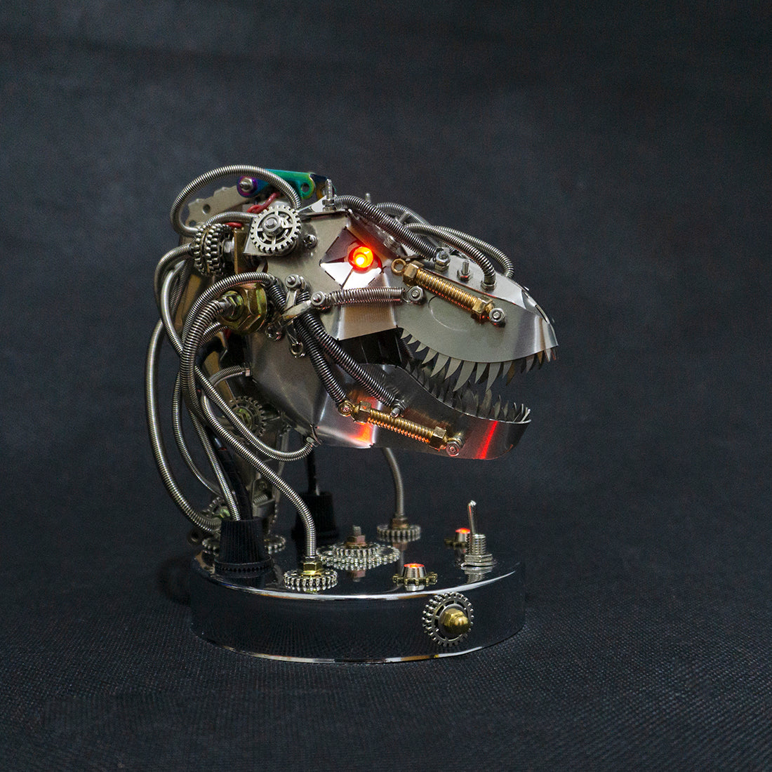 3D Metal Steampunk Moving Mechanical Dinosaur Head Model Kits - 180PCS+