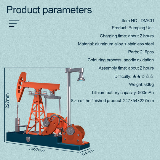 Pumping Unit that Works - Oil Pump Jack Model Kit - TECHING 3D Metal Oilfield Working Equipment with Light Oil Rig Educational Toys Collection 219Pcs