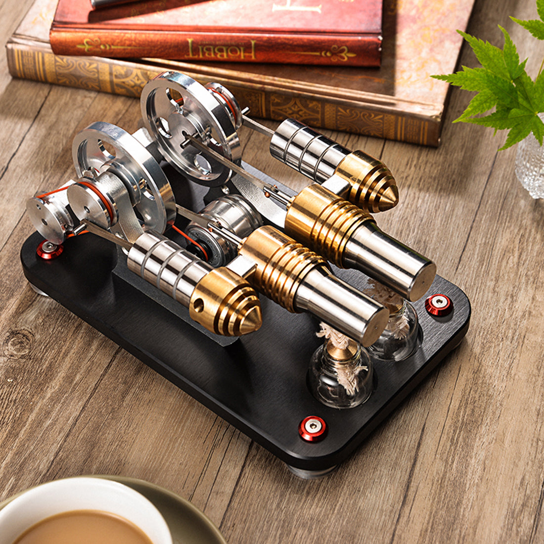 Stirling Engine 2-cylinder Parallel Metal Bootable Model Micro External Combustion Engine Model