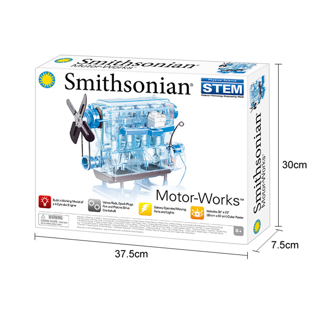 Smithsonian Motor Works Advanced Science Kit - Build Your Own 4 Cylinder Engine Model Kit - DIY Assembly Combustion Engine Kit