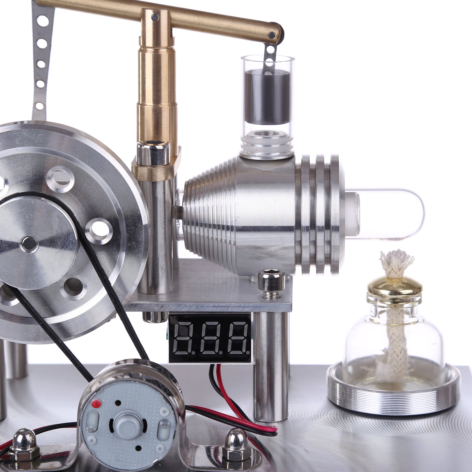 ENJOMOR Balance Type Hot Air Stirling Engine Generator Model with Voltage Digital Display Meter and LED Bulb - STEM Toy