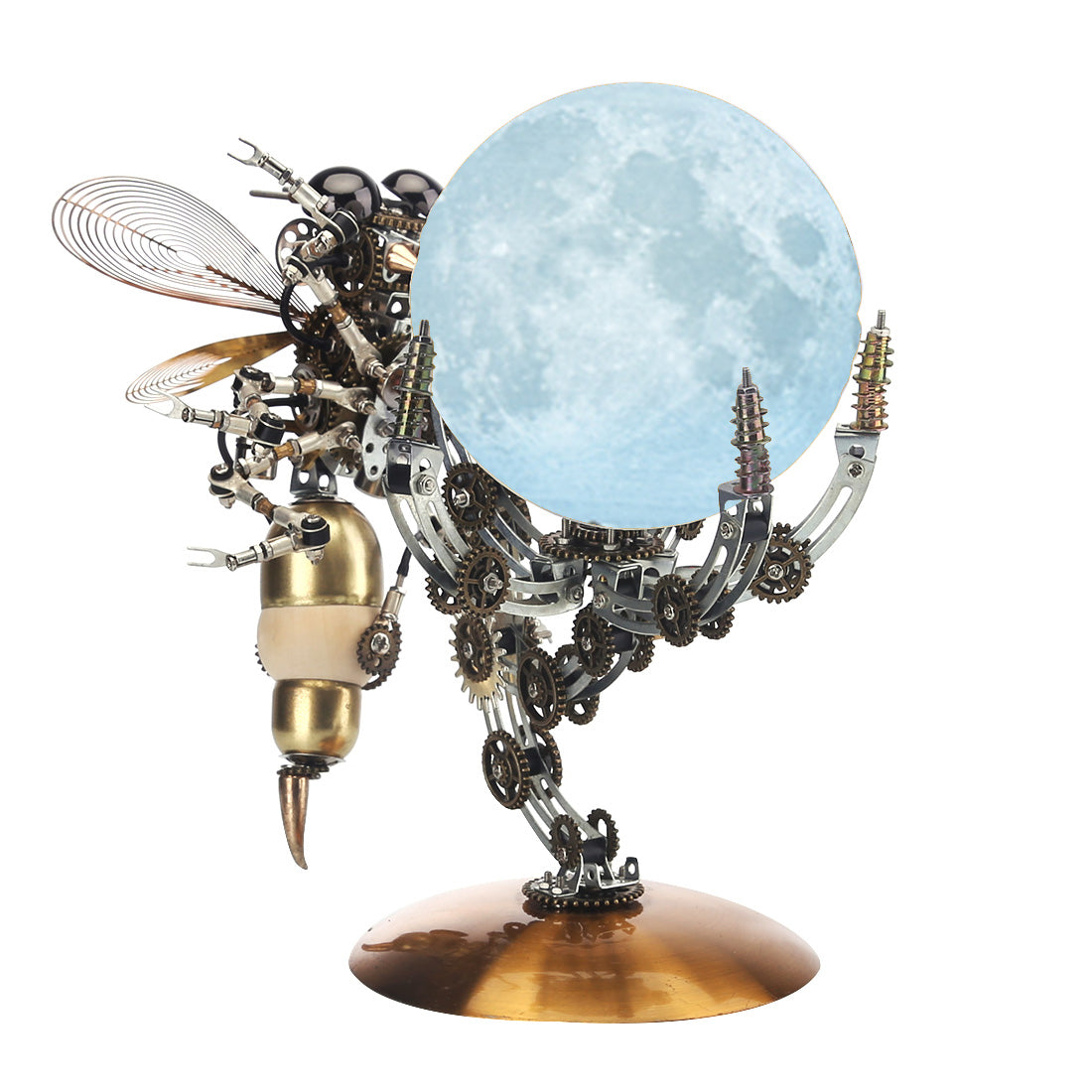 3D Metal Steampunk Galaxy Craft Puzzle Mechanical Wasp with 16 Colors Tap and Remote Control Lamp Model DIY Assembly for Home Decor Creative Gift-627PCS