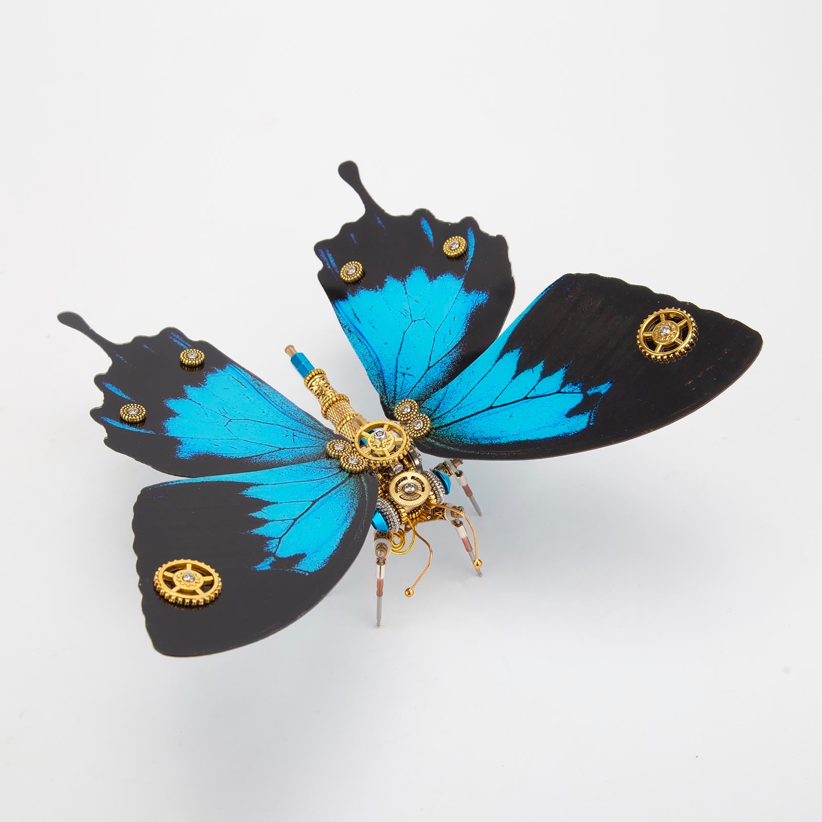 3D Metal Butterfly Model Kit, 3 In 1 Steampunk Butterfly (200PCS+/Blue) - Morpho Helena, Papilio Ulysses & Dichorragia Nesimachus