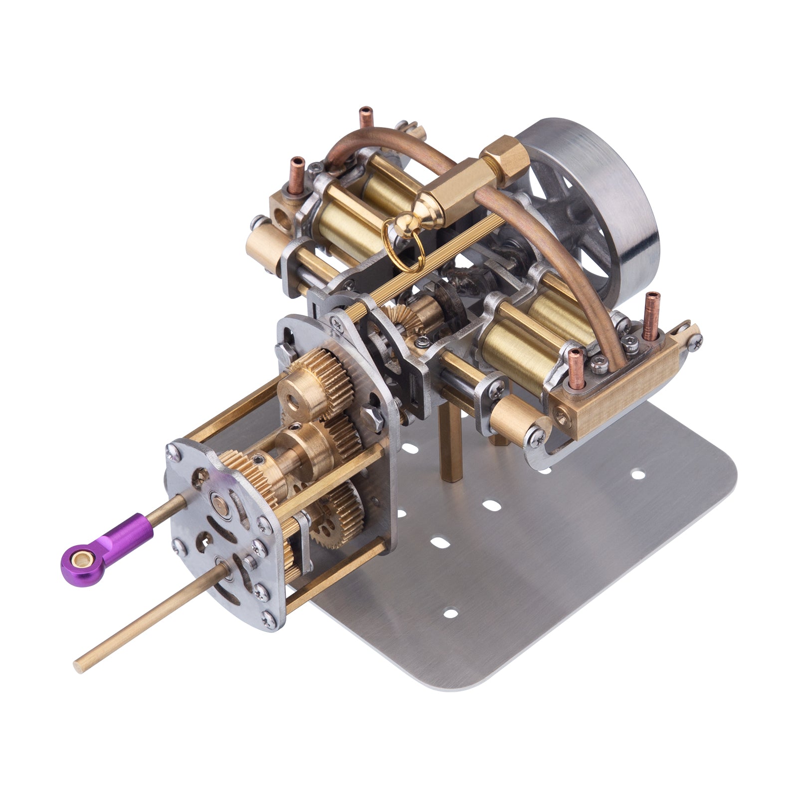 Mini Horizontally Opposed 4-Cylinder Steam Engine Model With Gearbox For Small Steam Model Ship