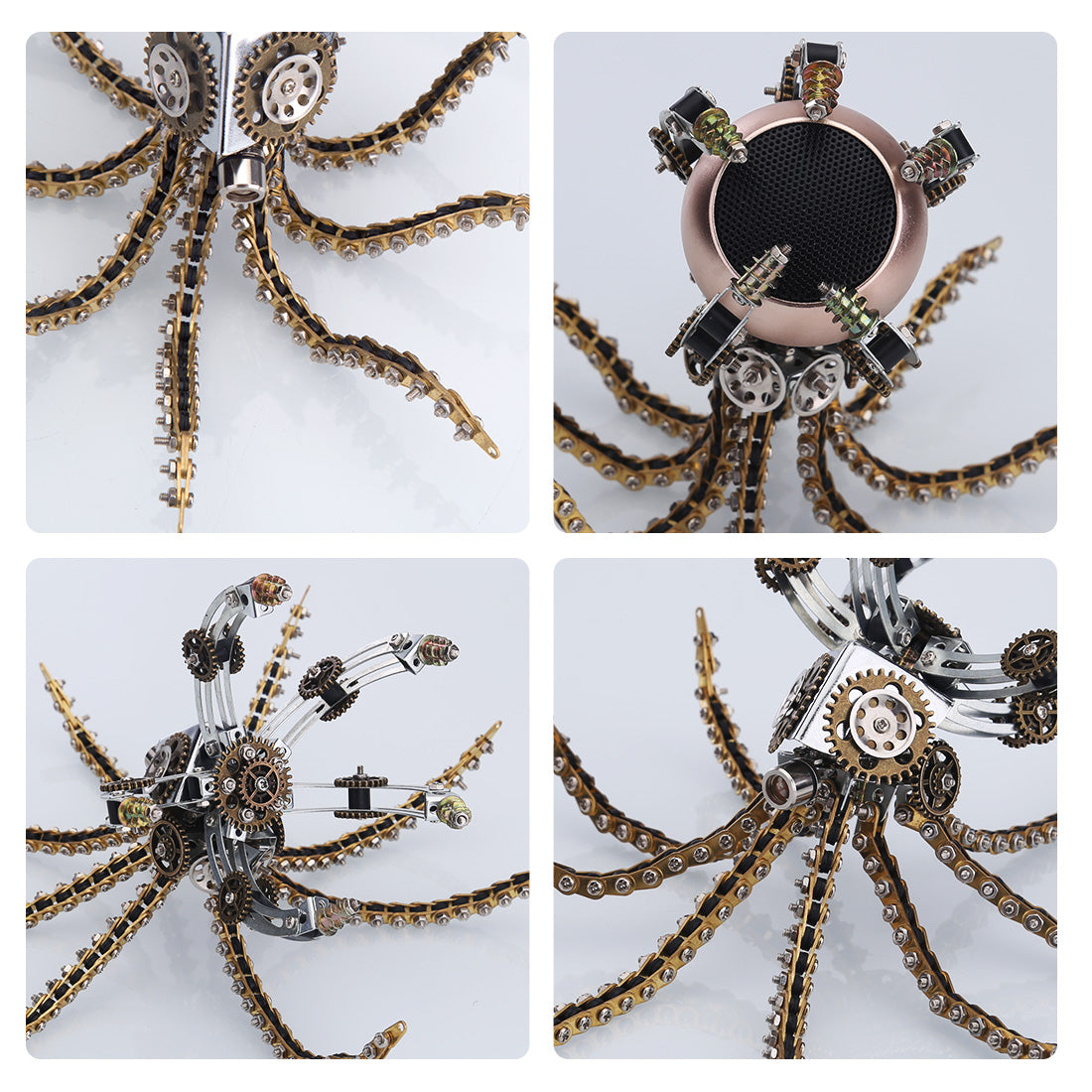 3D Metal Steampunk Galaxy Craft Puzzle Mechanical Octopus with Bluetooth Speaker Model DIY Assembly for Home Decor Creative Gift-1060PCS