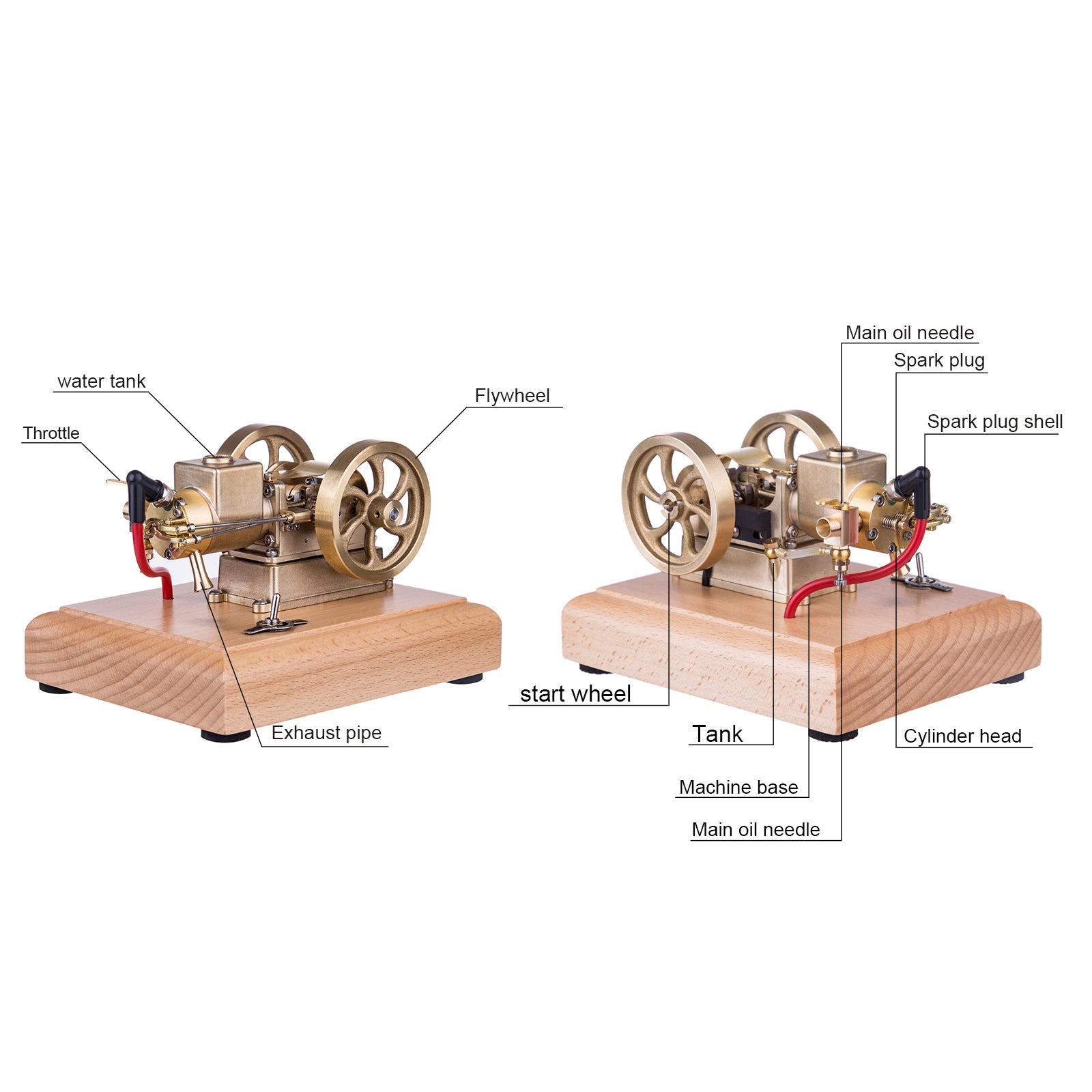 M17B 1.6cc Mini 4 Stroke Micro Horizontal Water-cooled Gasoline Engine Internal Combustion Engine Model - Speed Adjustable