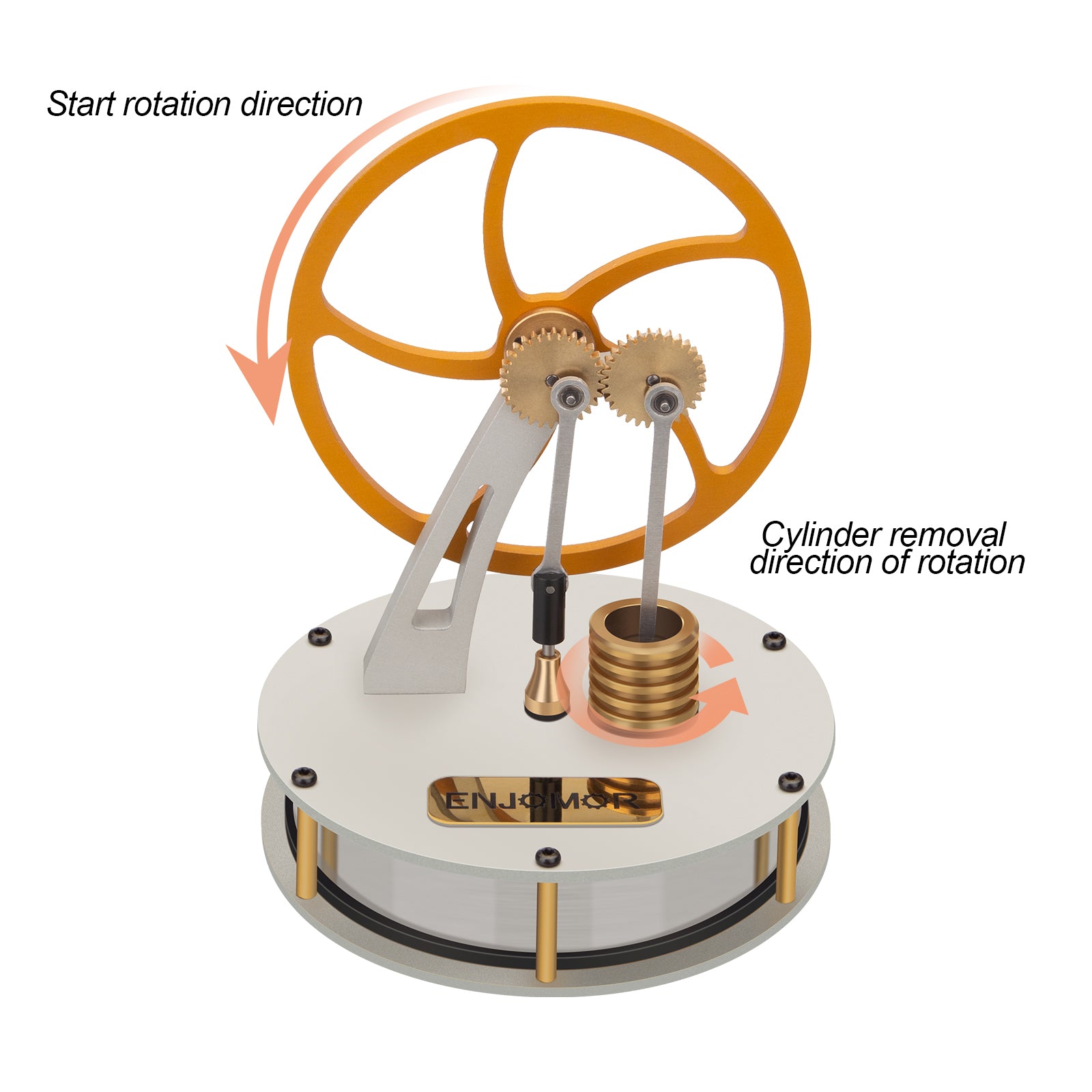 ENJOMOR  Stirling Engine Metal Low Temperature Difference LTD Coffee Engine Gear Transmission Heat Engine Model