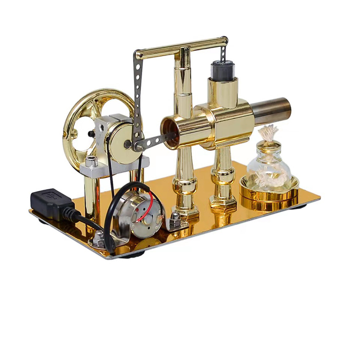 ENJOMOR Balance Single-cylinder Hot Air Stirling Engine Model with USB Light - Gift Collection