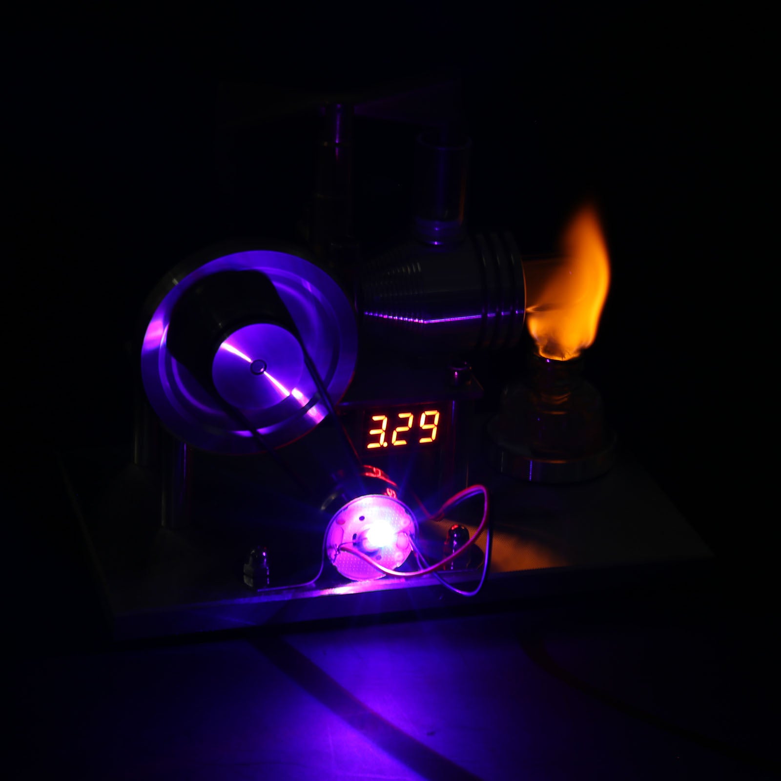 ENJOMOR Balance Type Hot Air Stirling Engine Generator Model with Voltage Digital Display Meter and LED Bulb - STEM Toy