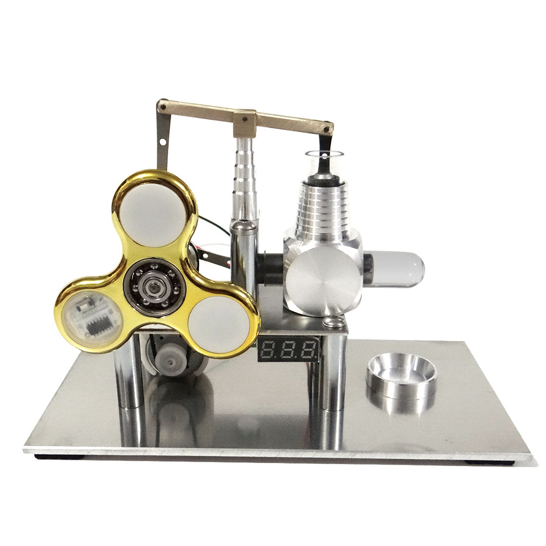 Stirling Engine Generator with Luminous Gyroscope Bulb Voltage Display Meter Science Experiment Engine - Balance Type - enginediy