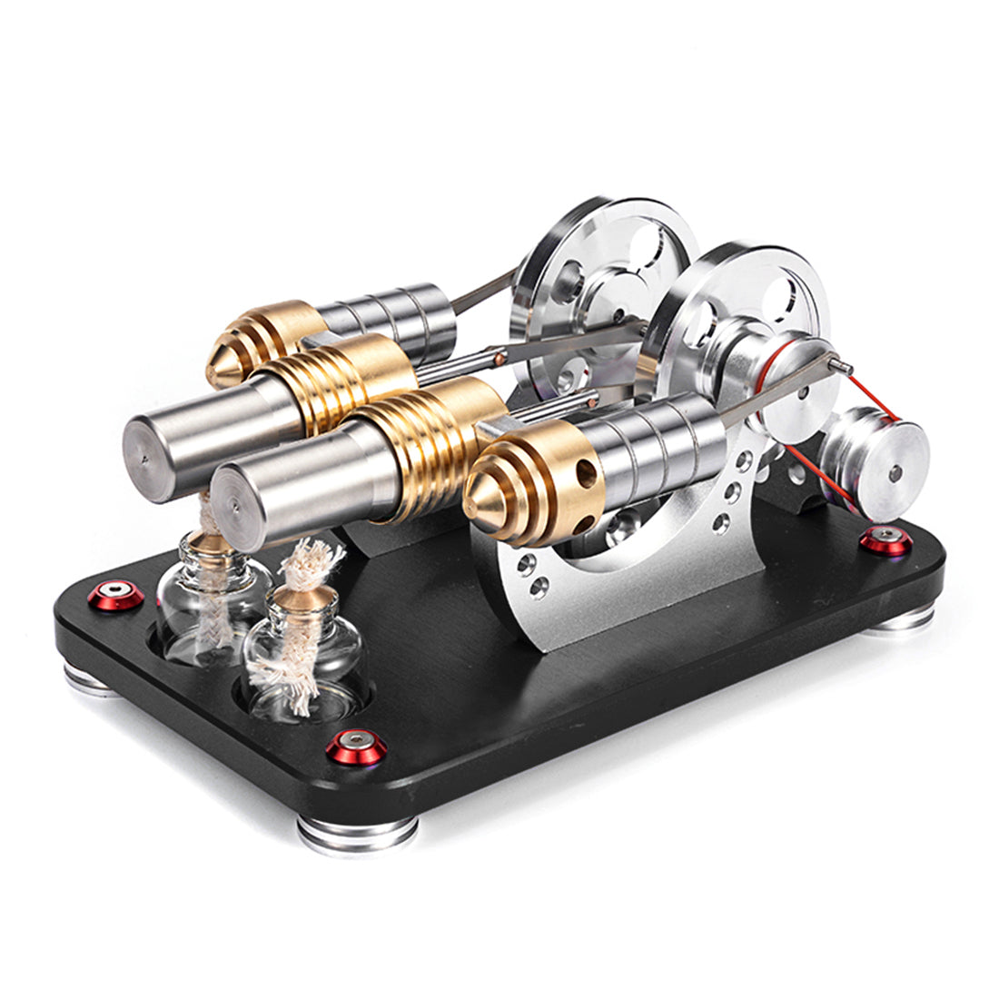 Stirling Engine 2-cylinder Parallel Metal Bootable Model Micro External Combustion Engine Model