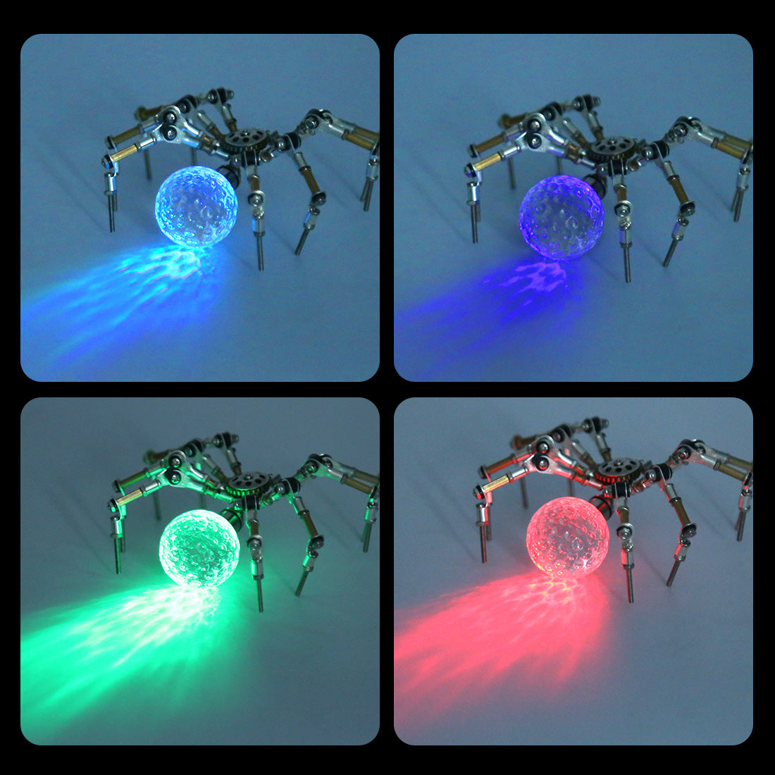 3D Metal Spider Model DIY Kits with 3CM Glowing LED Crystal Ball -270PCS+