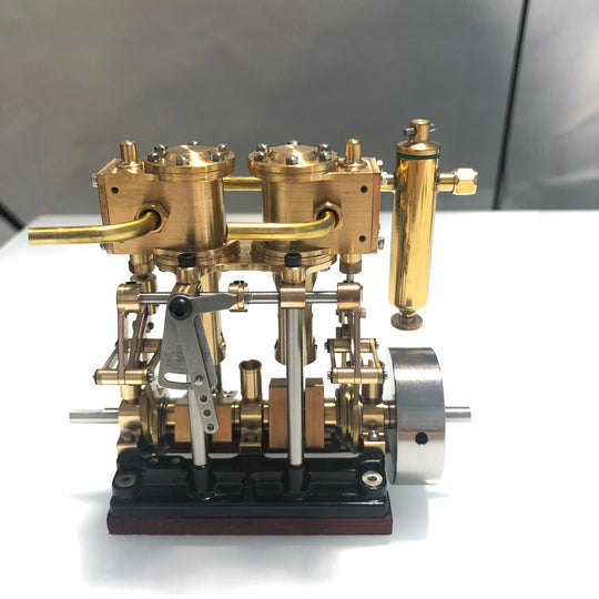 KACIO LS2-13S Vertical Steam Engine 2-cylinder Reciprocating Steam Engine with Oil Cup Reverse Rotation Steam Model Boat