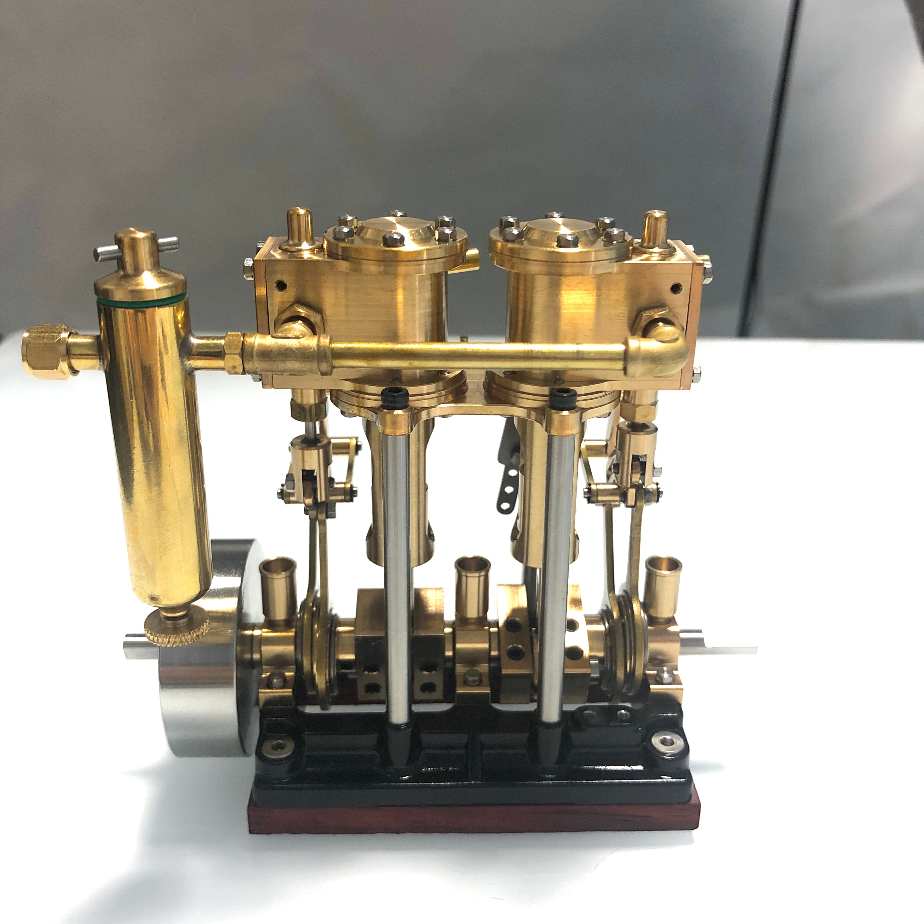 KACIO LS2-13S Vertical Steam Engine 2-cylinder Reciprocating Steam Engine with Oil Cup Reverse Rotation Steam Model Boat